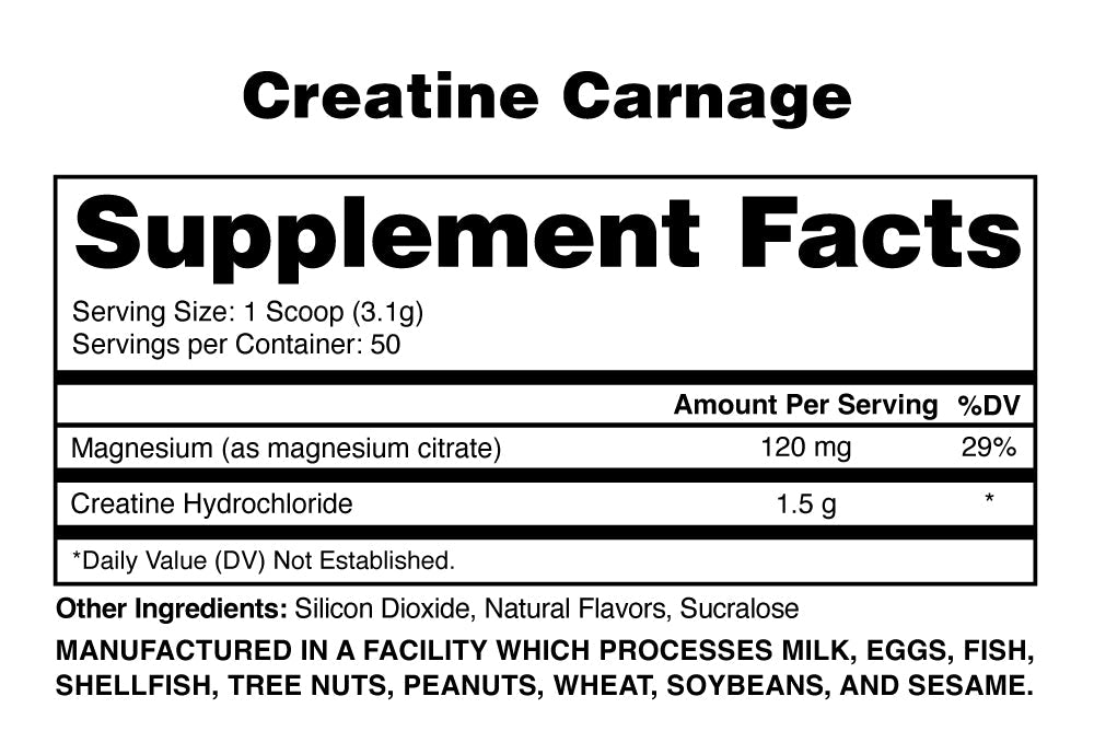 Creatine Carnage Creatine HCL, Au Naturel by Anabolic Warfare