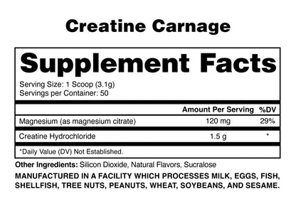 Creatine Carnage Creatine HCL, Au Naturel by Anabolic Warfare