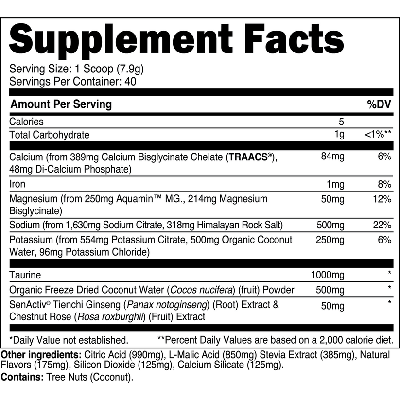 Hydrate electrolyte formula by Transparent Labs